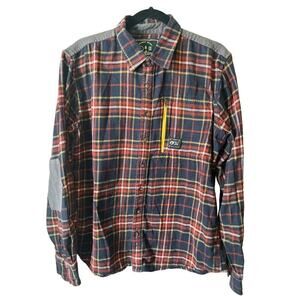 Picture Organic Clothing Blue Red Yellow Flannel Casual Button Down Mens Large